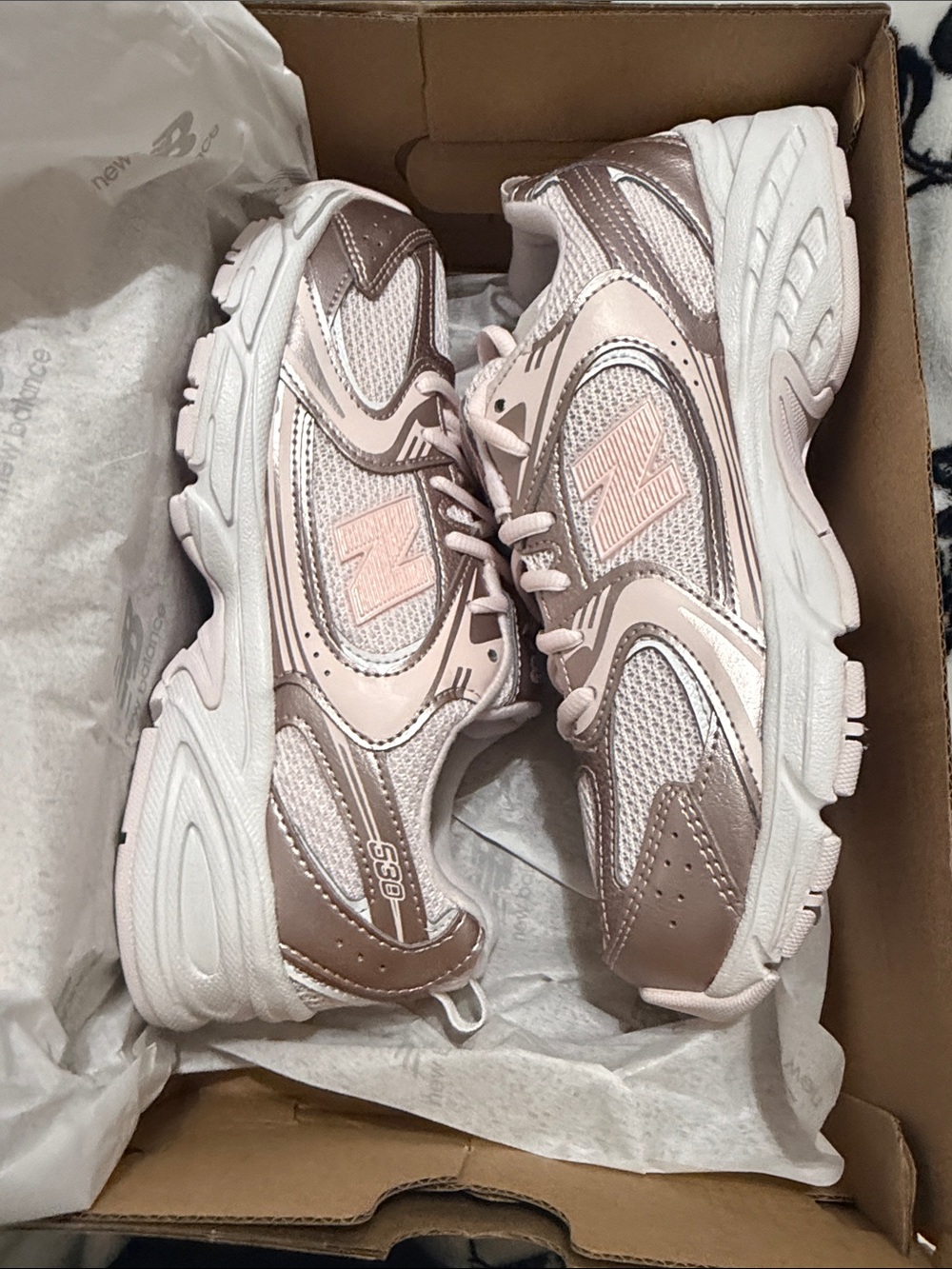 New Balance Women's Rose Pink and Metallic Running Sneakers